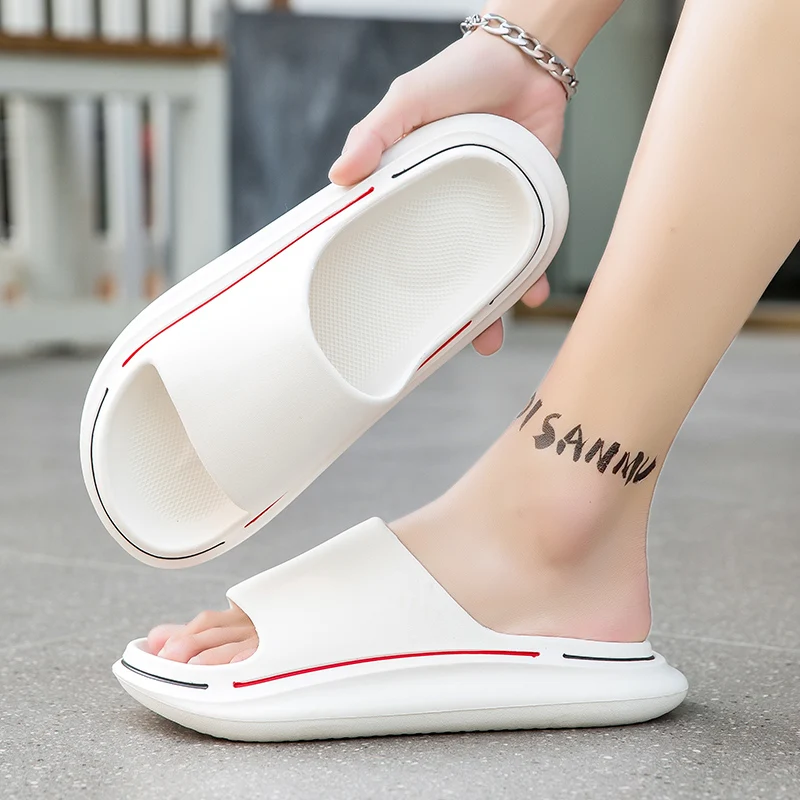 Fashion Men Women Summer Soft Slippers Thick Platform Bathroom Home Men Indoor Non-Slip Anti-Slip Female Cloud Cushion Slides