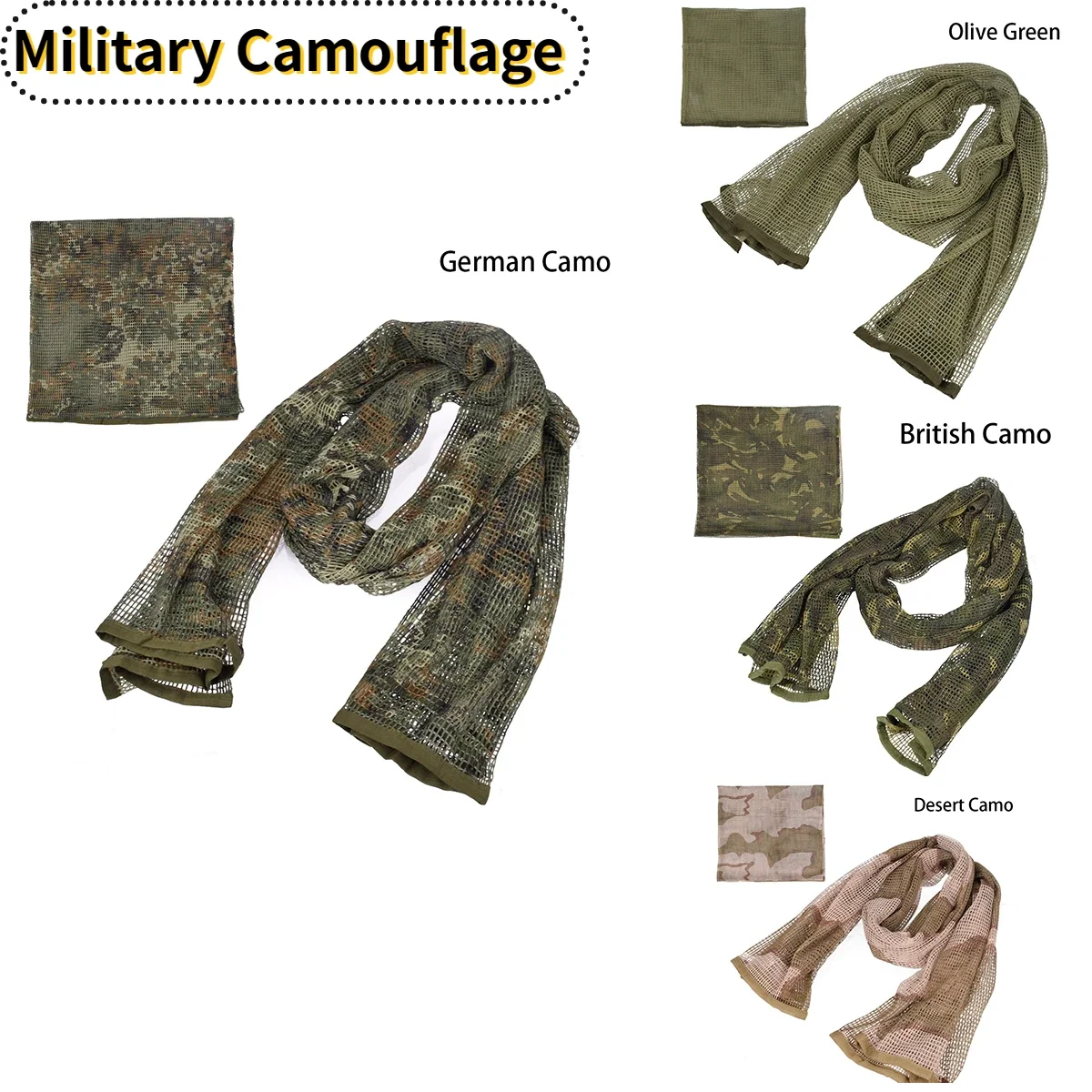 Cotton Scarf Tactical Camouflage Mesh Hidden Camo Scarf for Outdoor Hunting Photography Mask Shotgun Sun Protection Scarve