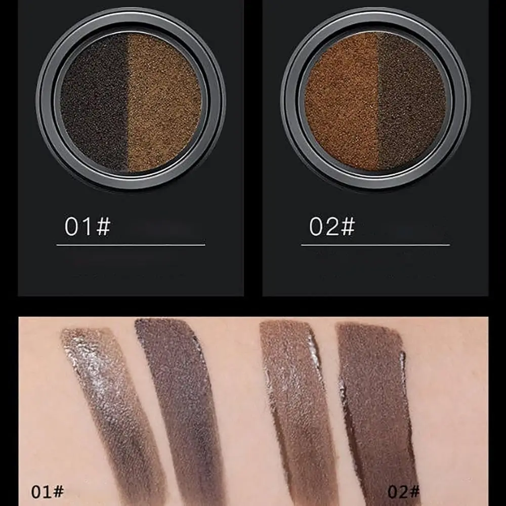 ใช้งานง่าย 2 in 1 Eyebrow Cream พร้อมแปรงปลายคู่พร้อมแสตมป์ Brow Powder Long Lasting Sweatproof Eyeliner Cream