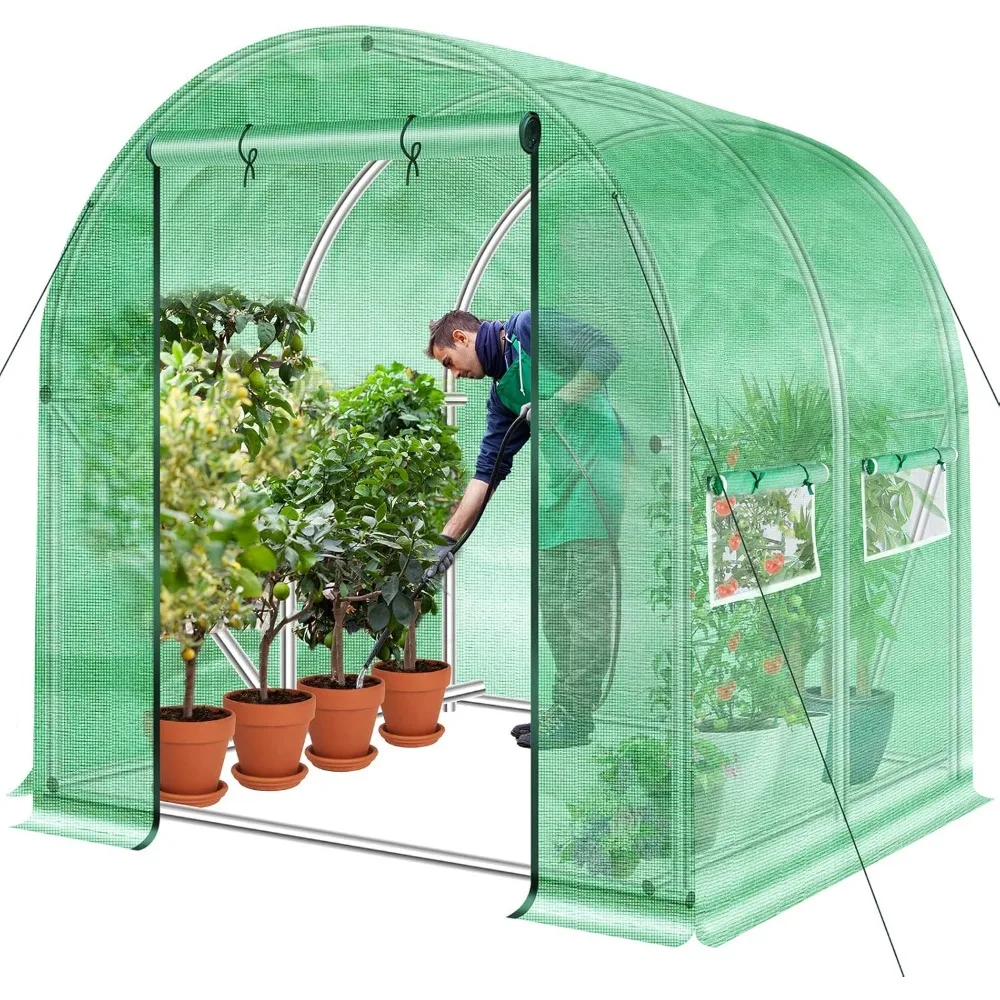 Portable Tunnel Walk-in Greenhouse, 6.6' x 6.6' x 6.6', Invernadero de jardín, Unhindered Zipper Door, 4 Screen Windows, Thicker