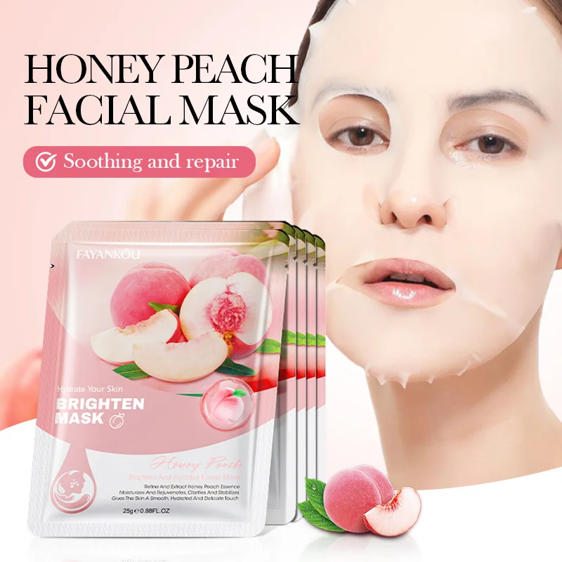 5 Pieces of Peach Moisturizing Mask, Cold Compress, Moisturizing, Nourishing, and Hydrating, Making the Skin More Tender and Smooth, Suitable for All Skin Types, Can Be Used for Personal Use or Given as a Gift to Friends