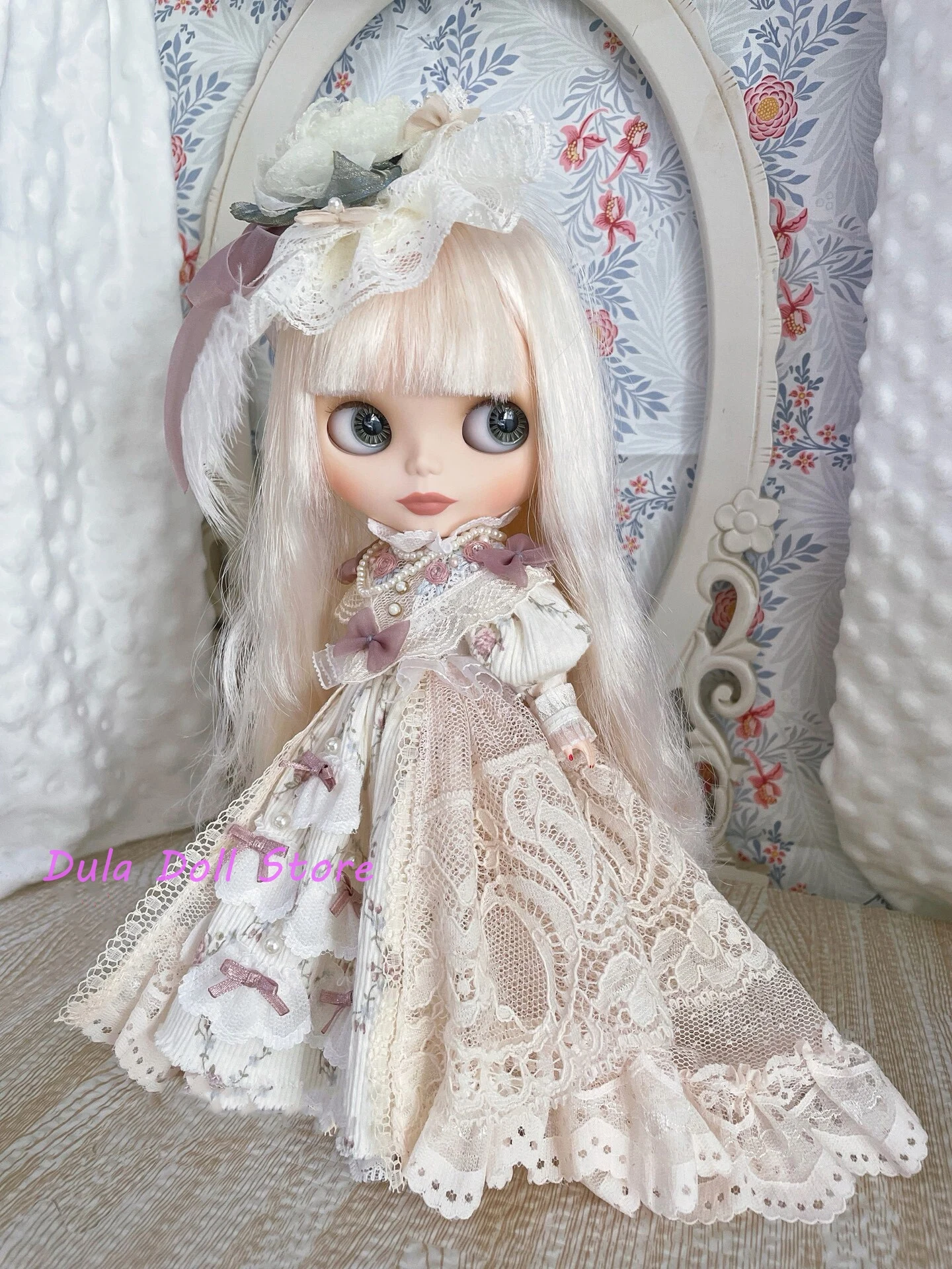دولا ملابس دمى لقاء رومانسي جديد فستان عتيق مطرز لدمية بليث لاندو لانداز Qbaby ob24 ob22 Azone