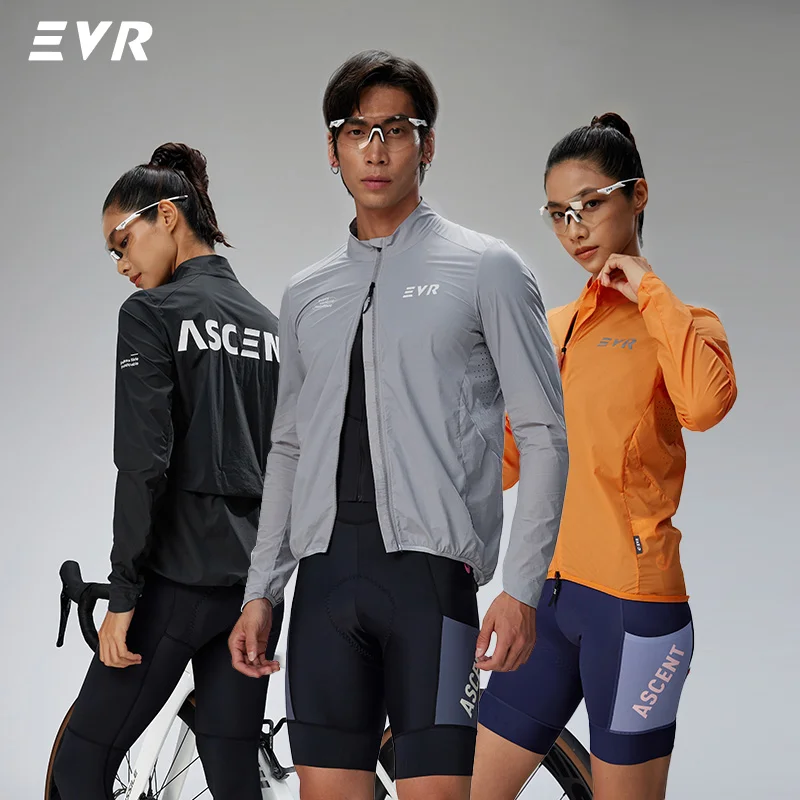Jaquetas corta-vento para ciclismo masculino e feminino EVR, jaquetas dobráveis para mountain bike, jaquetas com faixa reflexiva, jaquetas para ciclismo