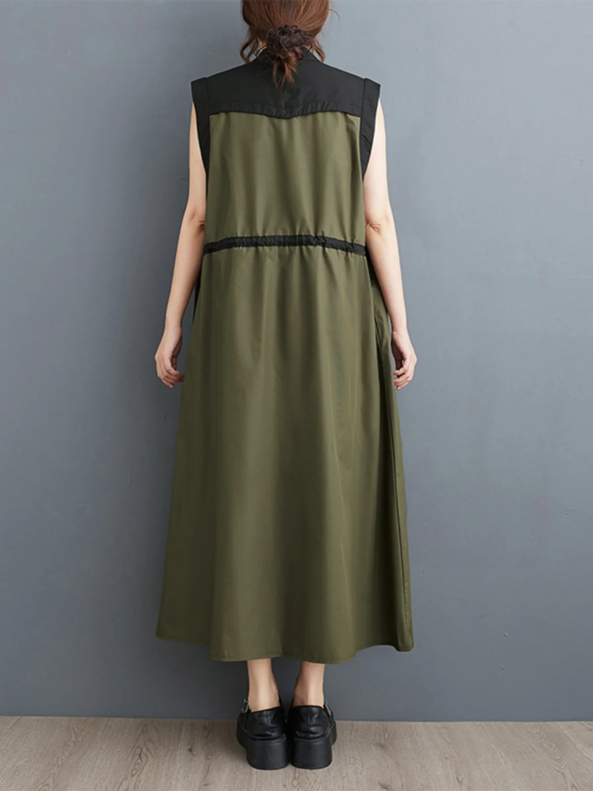 Vestido csa de verão, novo estilo, soltinho, casual, sem mangas, com patchwork na cintura, emaecedor, estilo coreano ret...