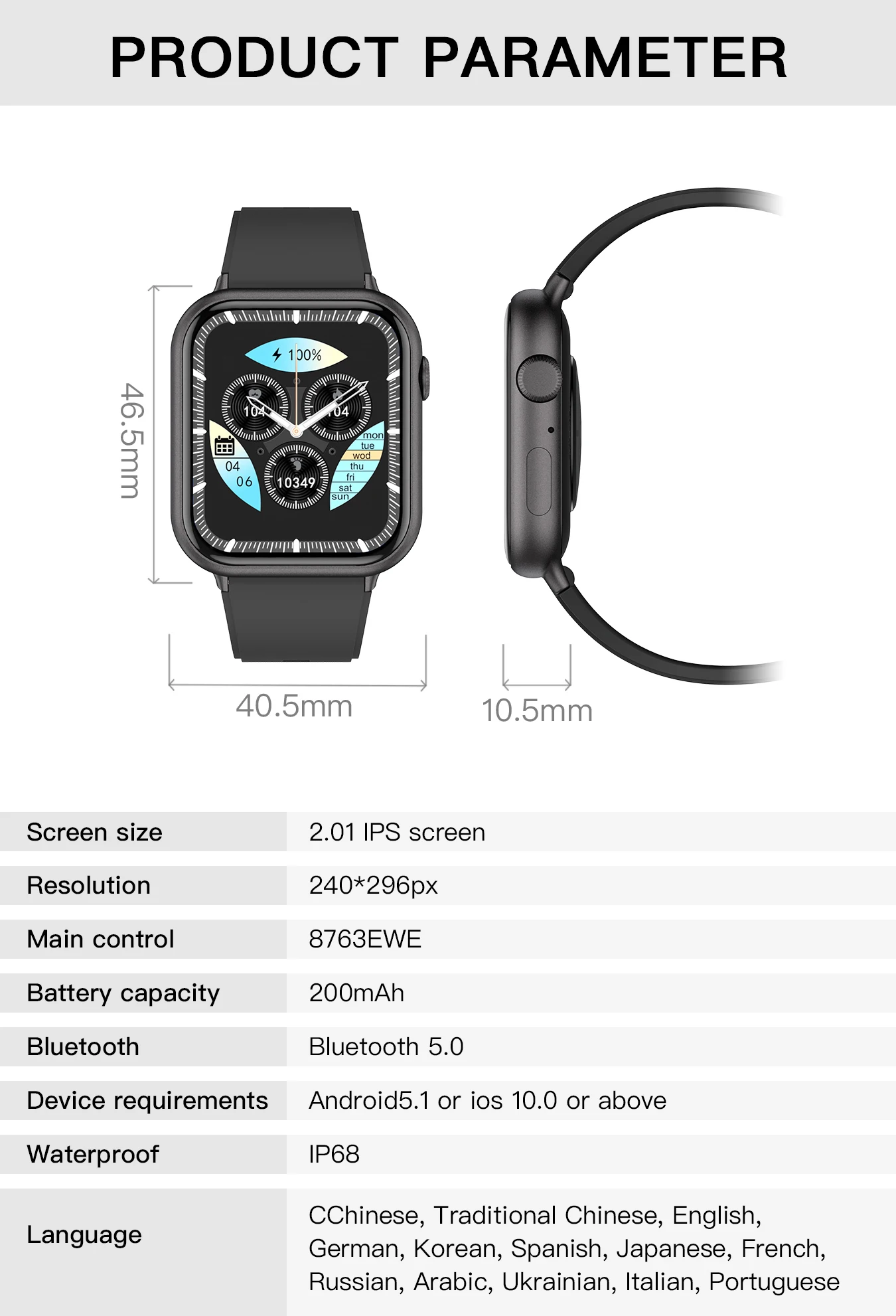 M34 Smartwatch 2024 Nieuwe Smartwatch Voor Ios Android Zinklegering Middenframe, Ultra-Smal Frame Design 8 Ui Interacties 2.01Inch