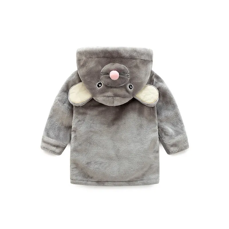 Cartoon Cute Children's Bathrobes Flannel Long Sleeve Hooded Kids Girls Robe Spring Autumn Bathrobe for Children Boy 2-6 Years