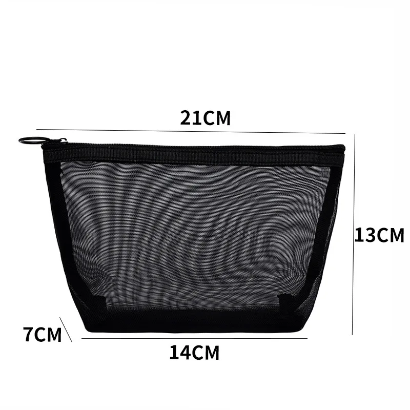 1pcs Fashion Small Large Black Toiletry Bags Makeup Pouch Case Transparent Mesh Zipper Cosmetic Bag Women Necessary Organizer