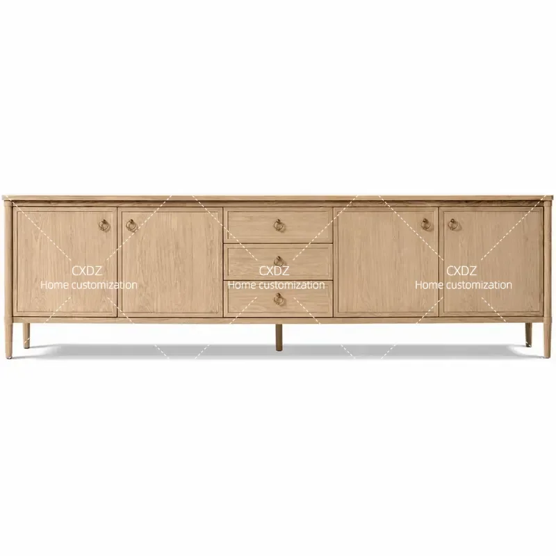 American Solid Wood Storage TV Cabinet for Living Room Villa Club BnB Furniture