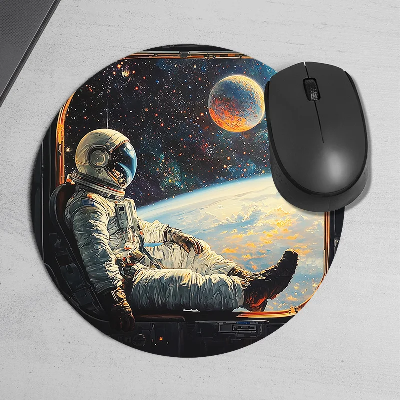 Space Travel Round Mouse Pad Non Slip Desk Mat Desk Accessories Desktop Computers Carpet Pc Gamer Gamepad Mousepad Gaming