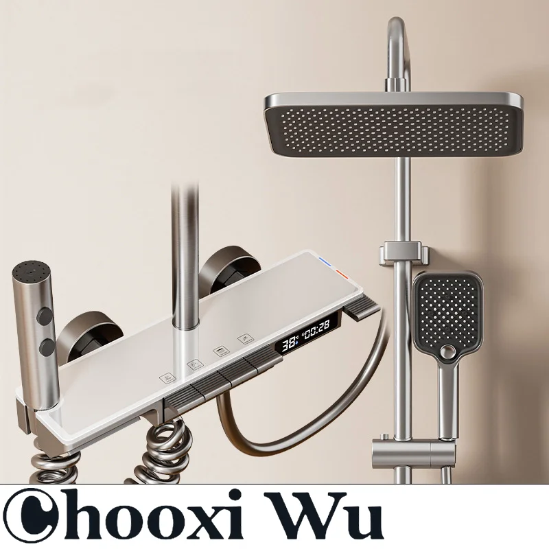 

CHOOXIWU-Simple smart shower head, piano-style buttons, four water modes