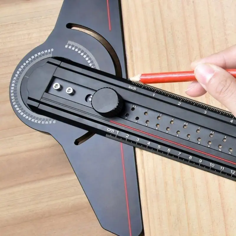 A2BE Layout Measuring Tool Angles Finder T Ruler Woodworking Scriber Marking Line Ruler Aluminum Angles Gauges Multifunction