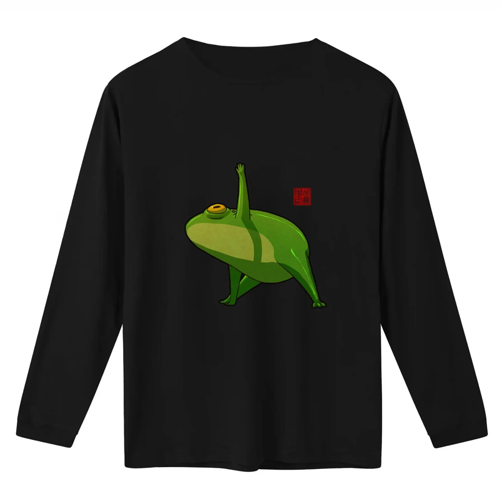 Yoga Frog Triangle Pose T-Shirt Summer Casual Cotton Tee Oversized Streetwear Tops Vintage Graphic Print Unisex Men Women