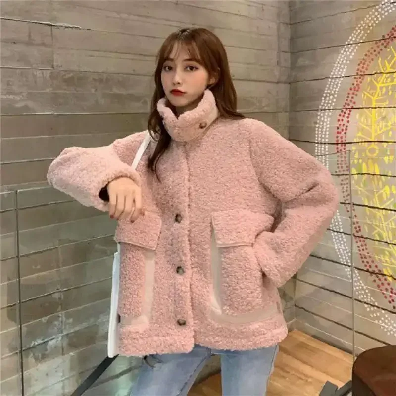 Korean Fashion Thick Wool Jacket 2024 Warm Women\'s Winter Sheepskin Coat One Piece Fur Coats All-Match