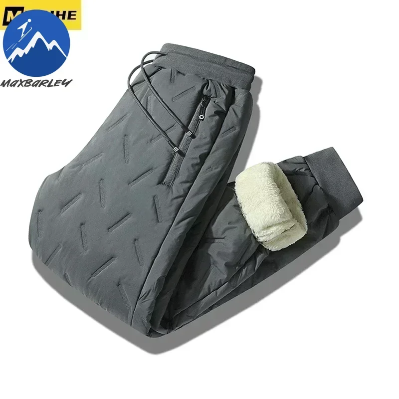 8XL 겨울 두꺼운 남성용 다운 팬츠 고품질 패션 드로스트링 스포츠 팬츠 남성용 조거 아웃... - 1