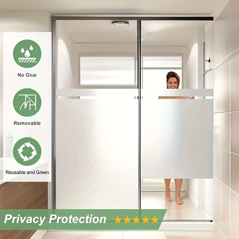 Frosted Privacy Window Film Static Cling Removable Decorative No Glue for Home Office Bathroom Glass