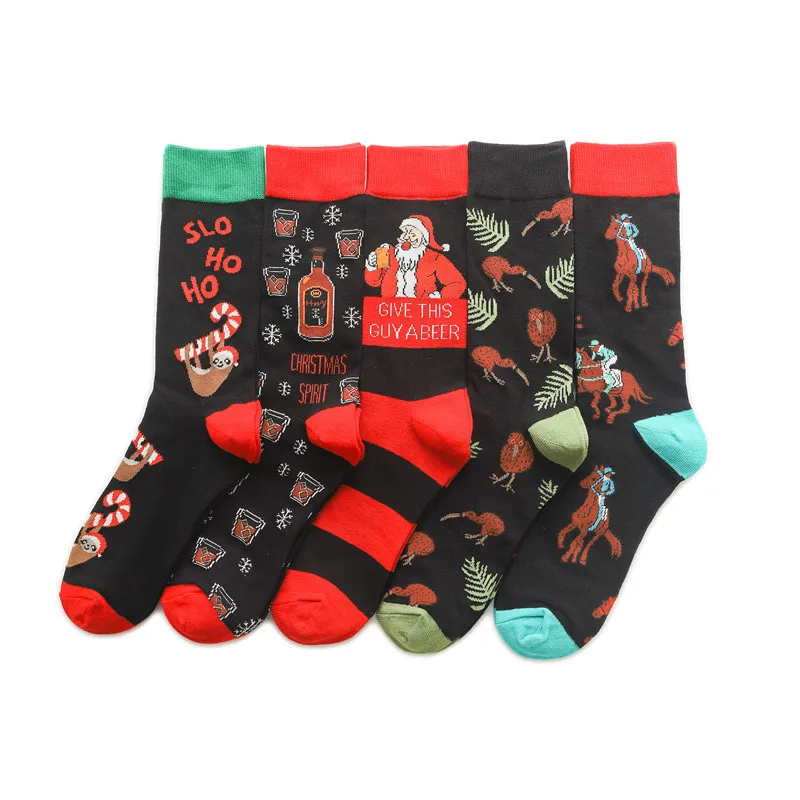 

Cotton tube personality pattern men's Christmas socks trend cartoon characters men's and women's socks