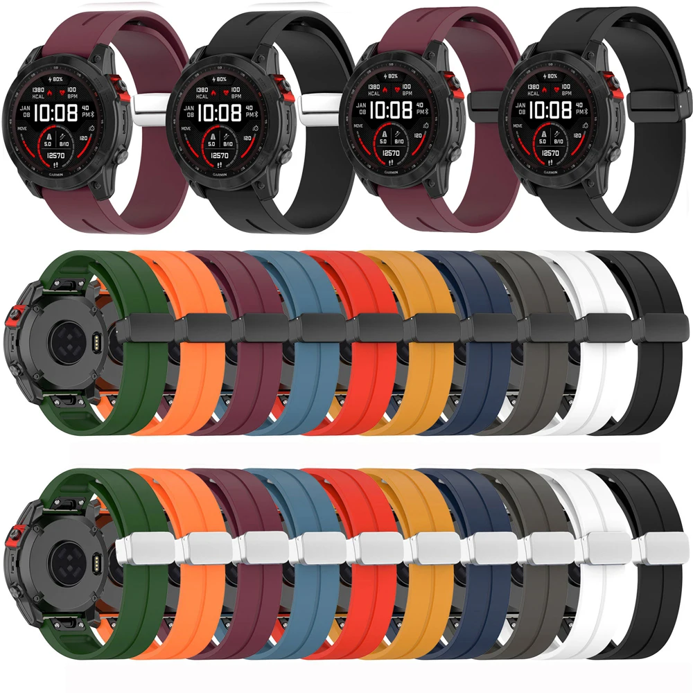 Magnetic Buckle Strap For Garmin Fenix 6 7 5 Gen 2 Epix Easyfit Silicone Wristband For Garmin Fenix 6X 7X 5X 3 3HR 945 955 Watch