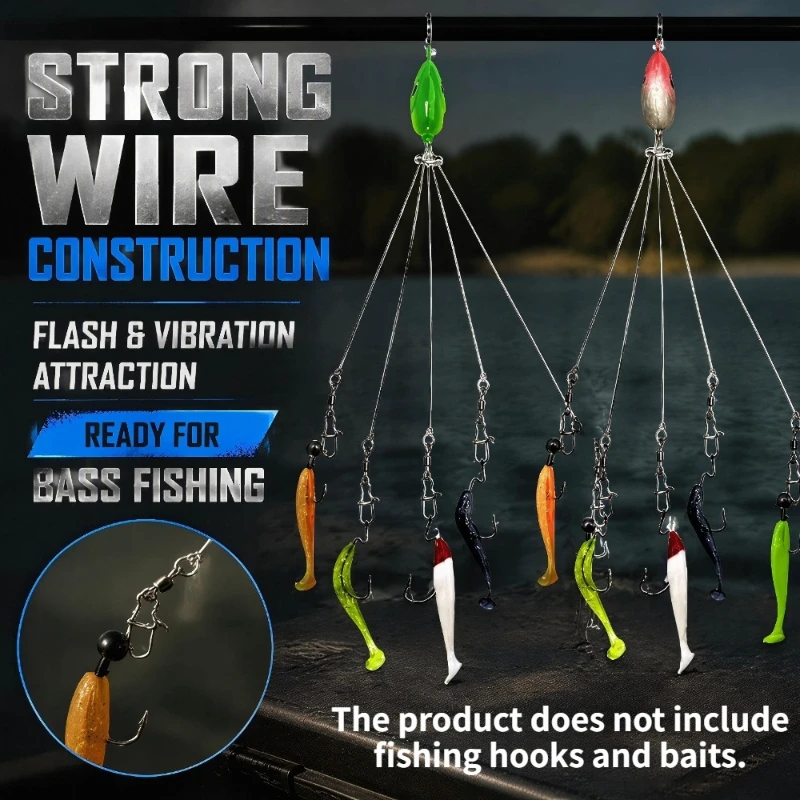 4Pcs Fishing Lures Fishing Soft Bait Tackle Swarm Attack Road Runner Baits Alabama Jigs Fake Baits Road Runner Baits Steel Wire