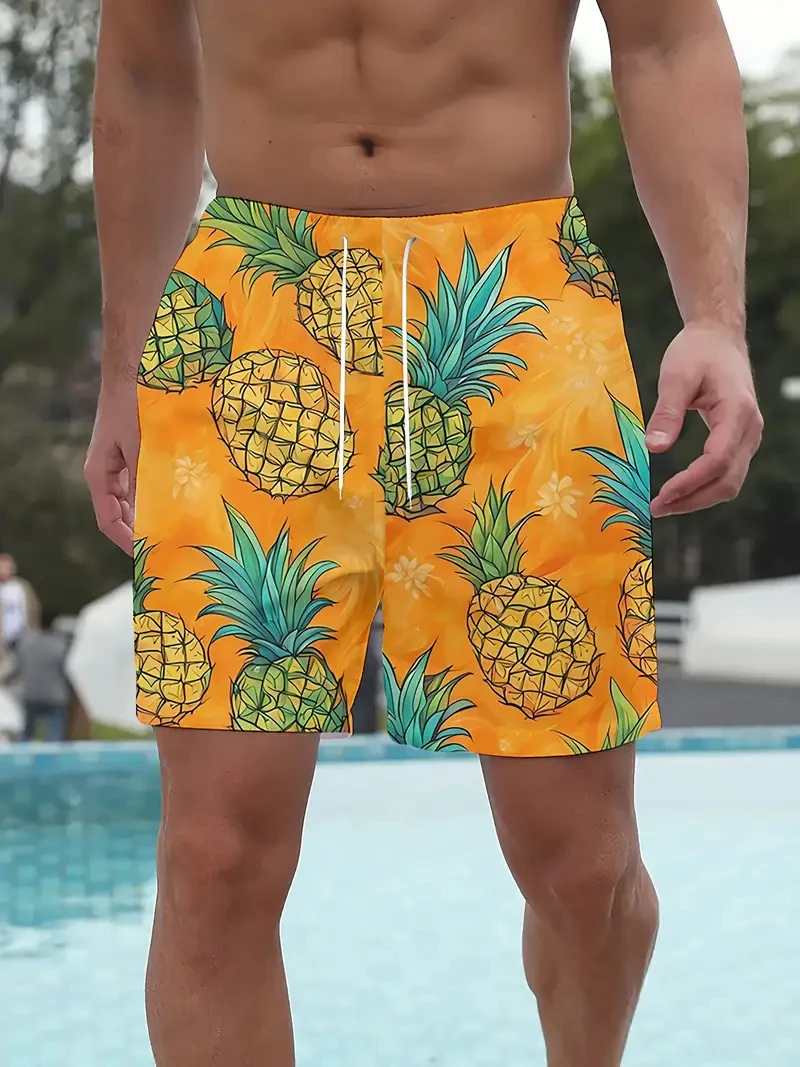 

Men's Beach Shorts 3D Print Cartoon Pineapple Graphic Shorts Swim Trunks Summer New Holiday Harajuku Hawaiian Shorts