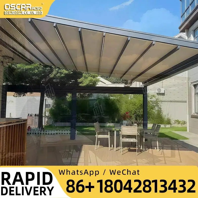 Motorized Retractable Outdoor PVC Awning Pergola Systems for Villa Arbor Patio Retractable Canopy Pergola