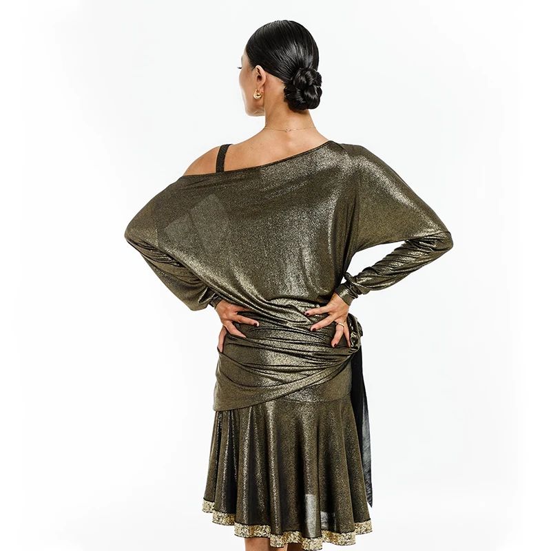 Sexy Latin Dance Dress Women Loose Latin Tops Adult Rumba Cha Cha Tango Dance Clothes Practice Performance Short Dress DNV21899