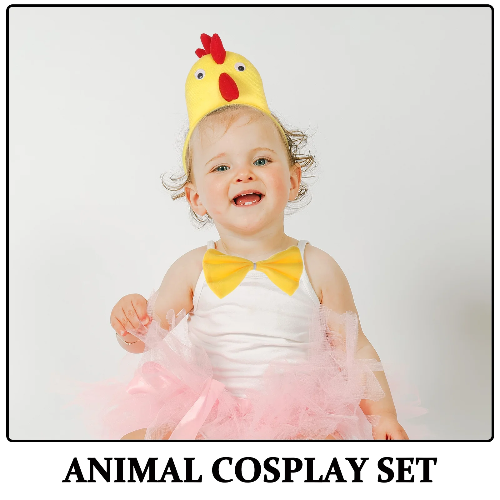 1Set Rooster Kids Costume Set Chicken Cosplay Outfit Headband Bow Tie Tail Tutu Skirt Party Birthday Dress Costume for Chicken