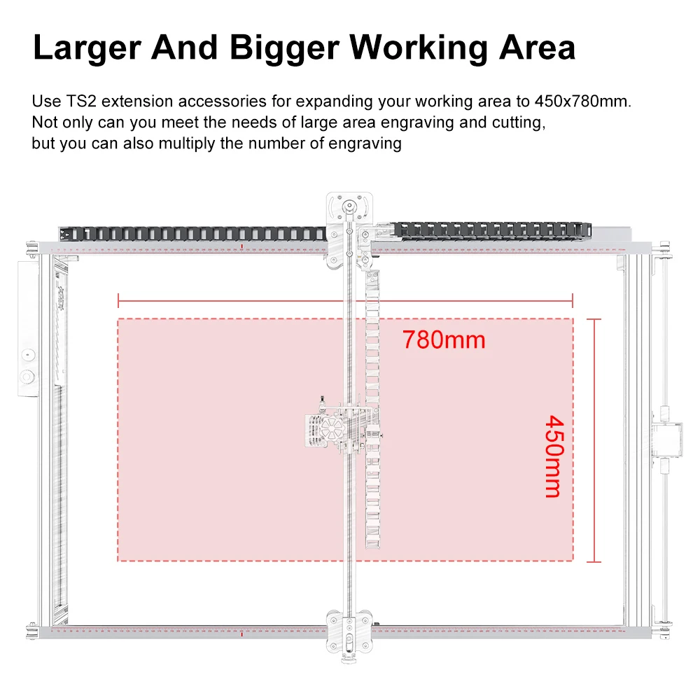 Twotrees TS2 Laser Engraving Machine Y-axis Extension Kit Expand to 450x780mm for TS2-10 Laser Engraver Upgrade kit