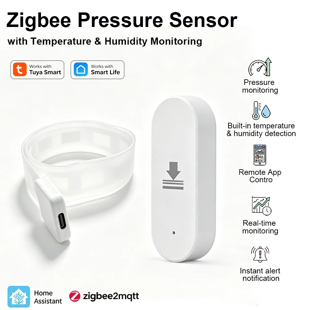 Zigbee Pressure Sensor with Temperature & Humidity Monitoring Occupancy Detector For Chair Floor Battery Powered Home Automation