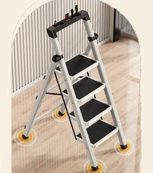 3/4 Steps Folding Ladder Non-slip Household Folding Ladders High Stool Chair Kitchen Step Ladder Stool Foldable House Ladder