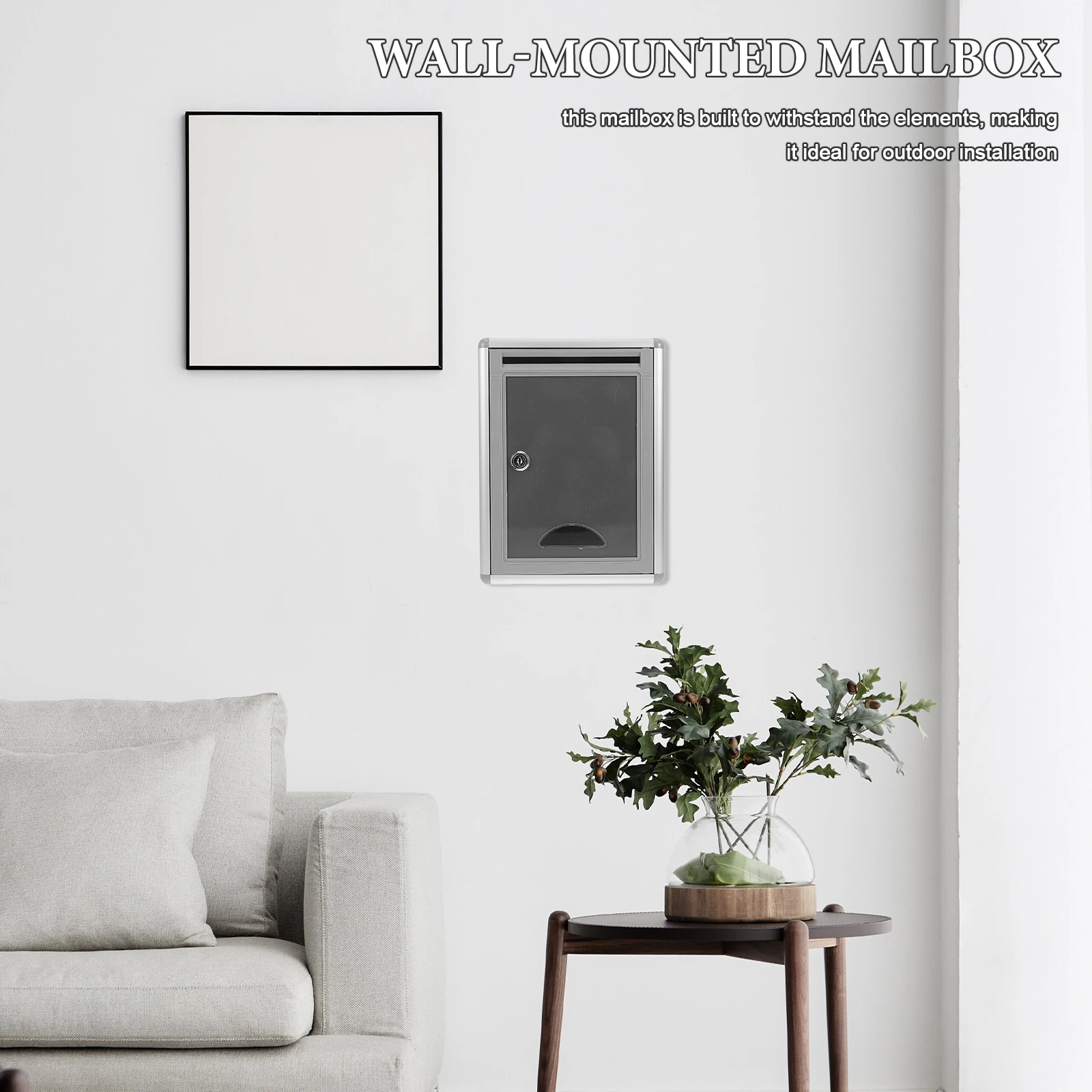 

1 set Wall Mounted Durable Large Capacity Letter Box for Mail Grey Plastic Boxes Wall Mounted Post Box Post