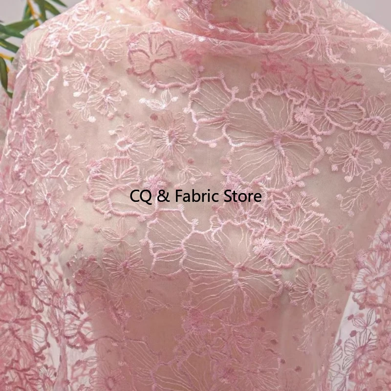 Mesh Gauze Beautiful Flower Style Creative Embroidery Dress Wedding Dress Background Designer Fabric By The Yard