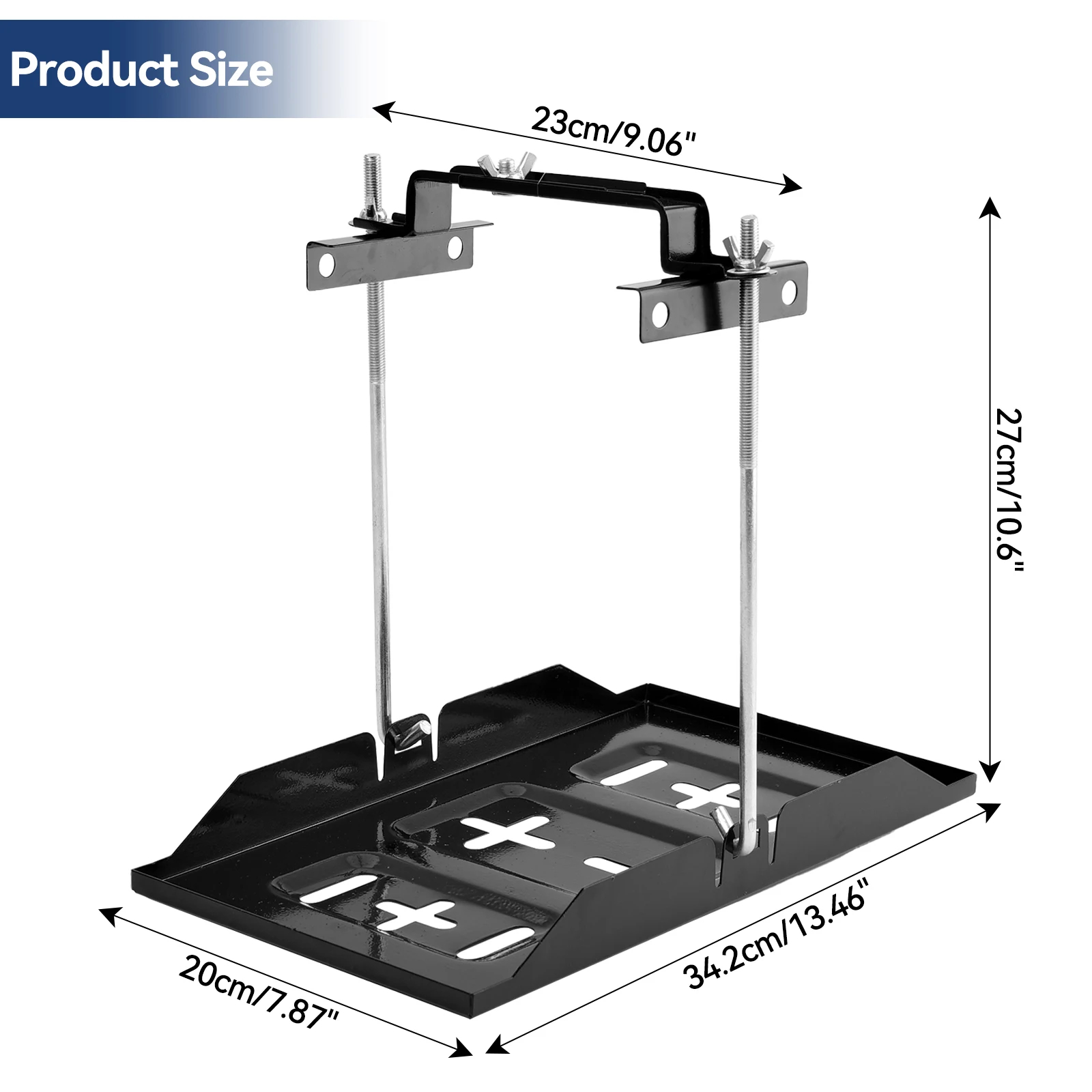 27cm Universal Metal Car Battery Holder Mount Tray Automotive Marine Accessories Adjustable Hold Down Clamp Bracket Support Kit