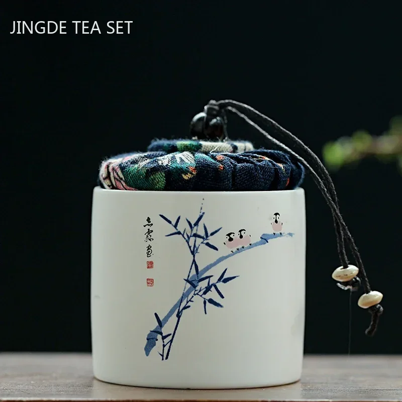 Creativity Ceramics Tea Caddy Tieguanyin Storage Tank Portable Travel Tea Box Sealed Coffee Powder Tea Jar Spice Organizer