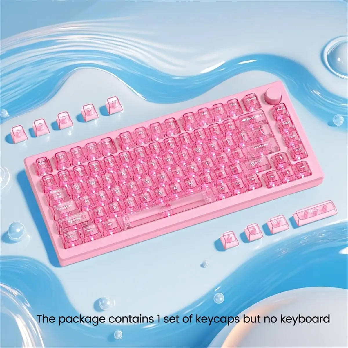 【Promo】Pink Clear Keycaps Set Pink Transparent Keyboard Keycap with Shine-Through Design Replacement Keycap view 3
