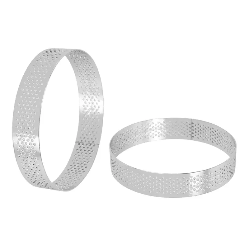 ABMI-24Pcs Circular Porous Tart Ring Bottom Tower Pie Cake Mould Baking Tools Heat-Resistant Perforated Cake Mousse Ring,10Cm,