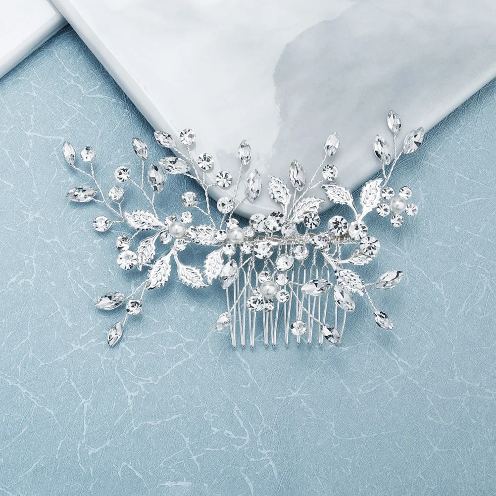

1Pcs Pearl Rhinestone Wedding Headdress Elegant Bridal Hair Comb Flower Shape Hair Accessories for Brides Party Prom Photography