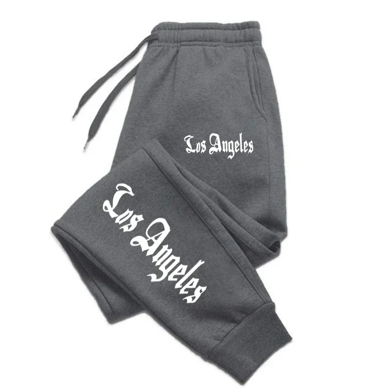 Los Angeles City Print Fashion Harajuku Versatile Solid Color Daily Outdoor Running Fitness Casual Comfortable Men Sports Pants
