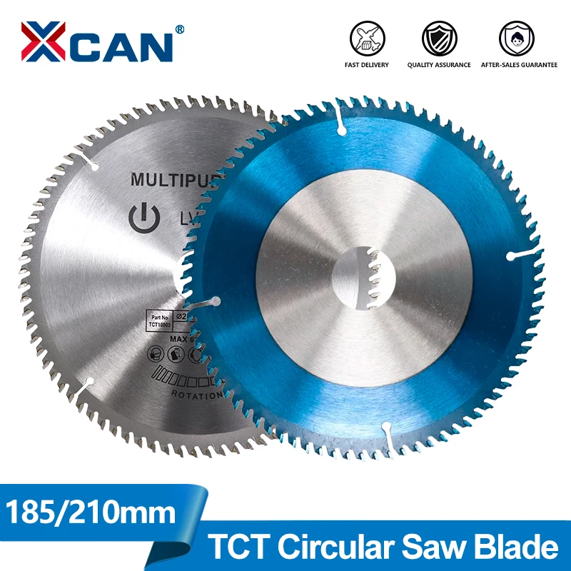 XCAN Circular Saw Blade 185/210x30mm 80T TCT Circular Saw Disc for Wood PVC Plastic Cutting Woodworking Tools