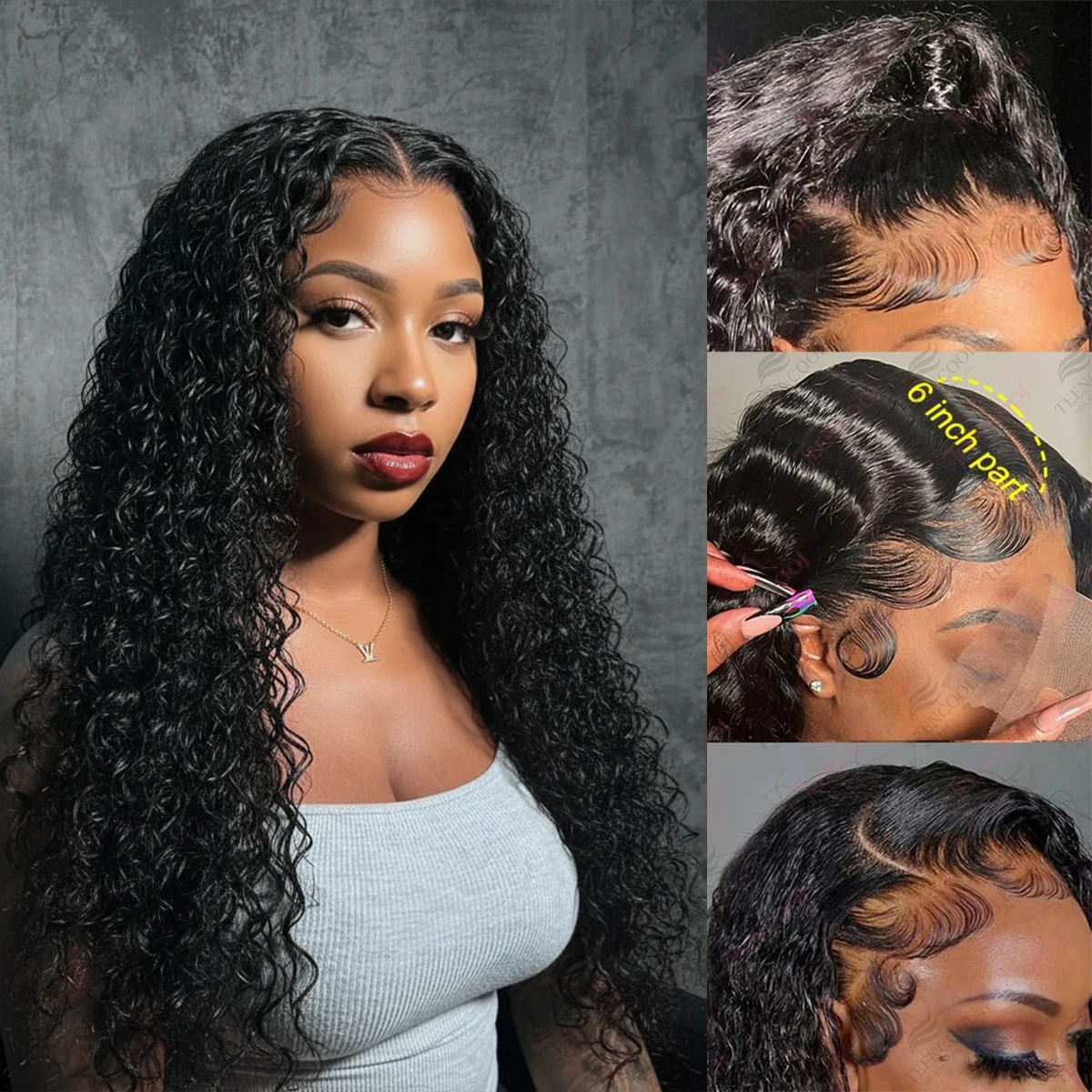 

30 40 дюймов 13x4 HD Кружевные фронтальные вьющиеся парики 200 Плотность воды Глубокая волна 13x6 Кружева спереди Бразильские парики из человеческих волос для чернокожих женщин