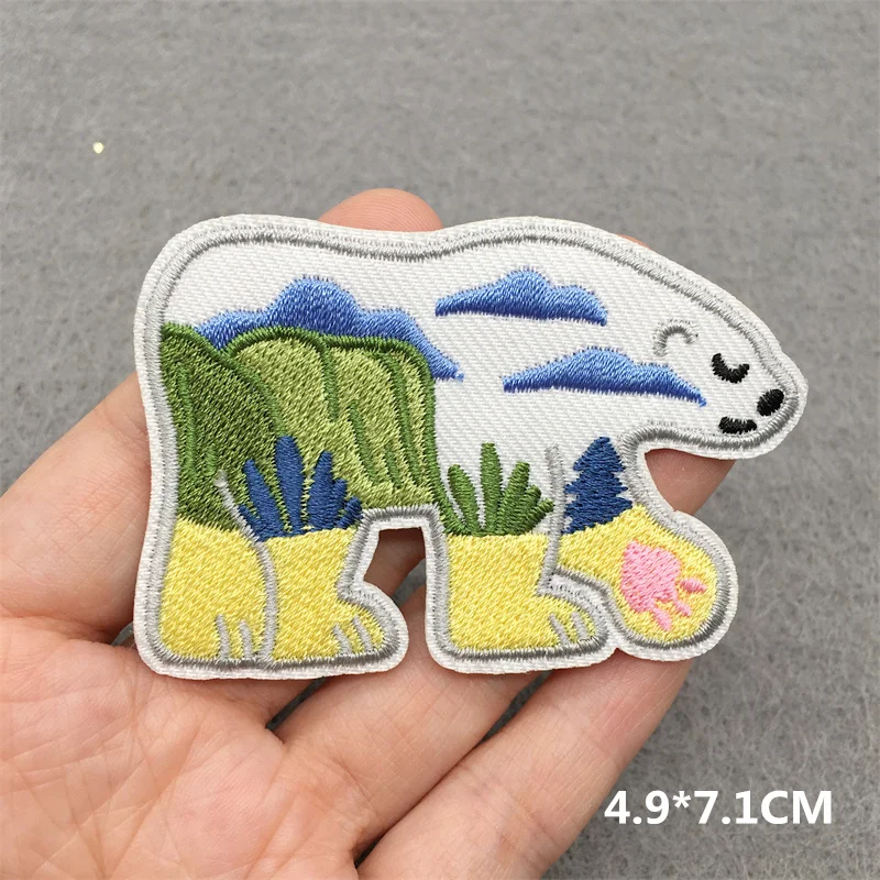 Mountains Embroidered Patches For Clothing Camping Stickers Nature Travel Adventure Iron On Patches DIY Clothes Backpack