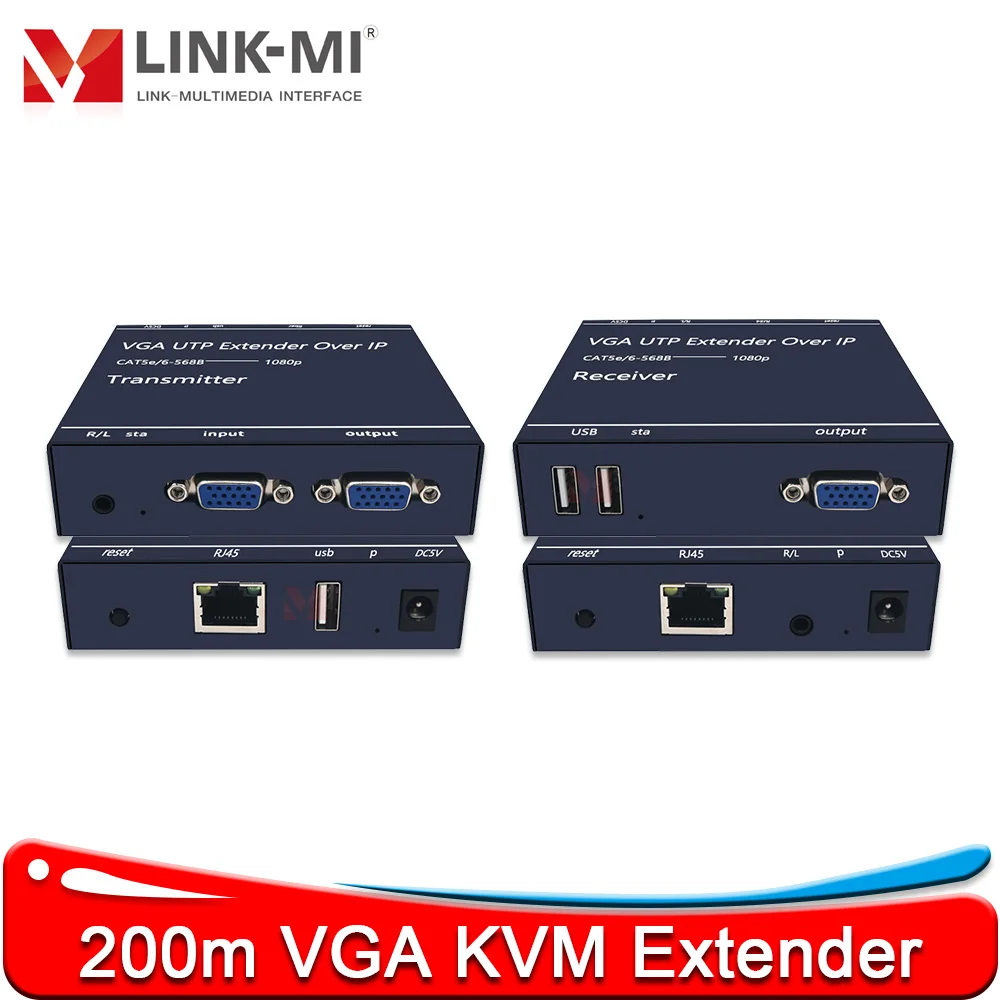 

MJPEG KVM VGA Extender через IP до 200 м, 1080P при 60 Гц Видео и аудио через CAT5e/6, Plug & Play, от 1 до многих для конференций