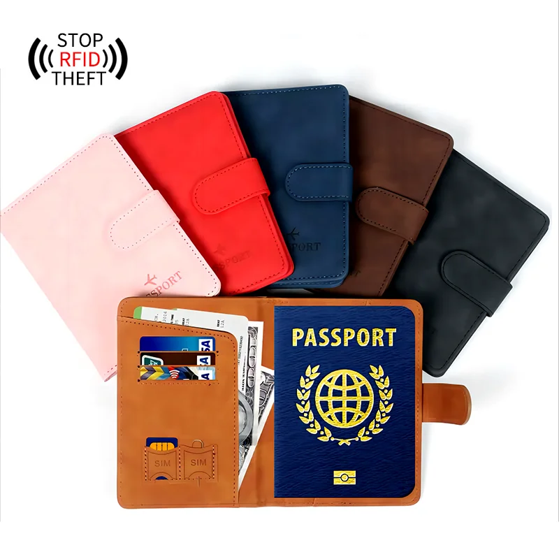 Unisex RFID ANTI Blocking Travel Passport Covers Holder Case with Hasp for Men Women Passport Wallet Case Travel Accessories Bag