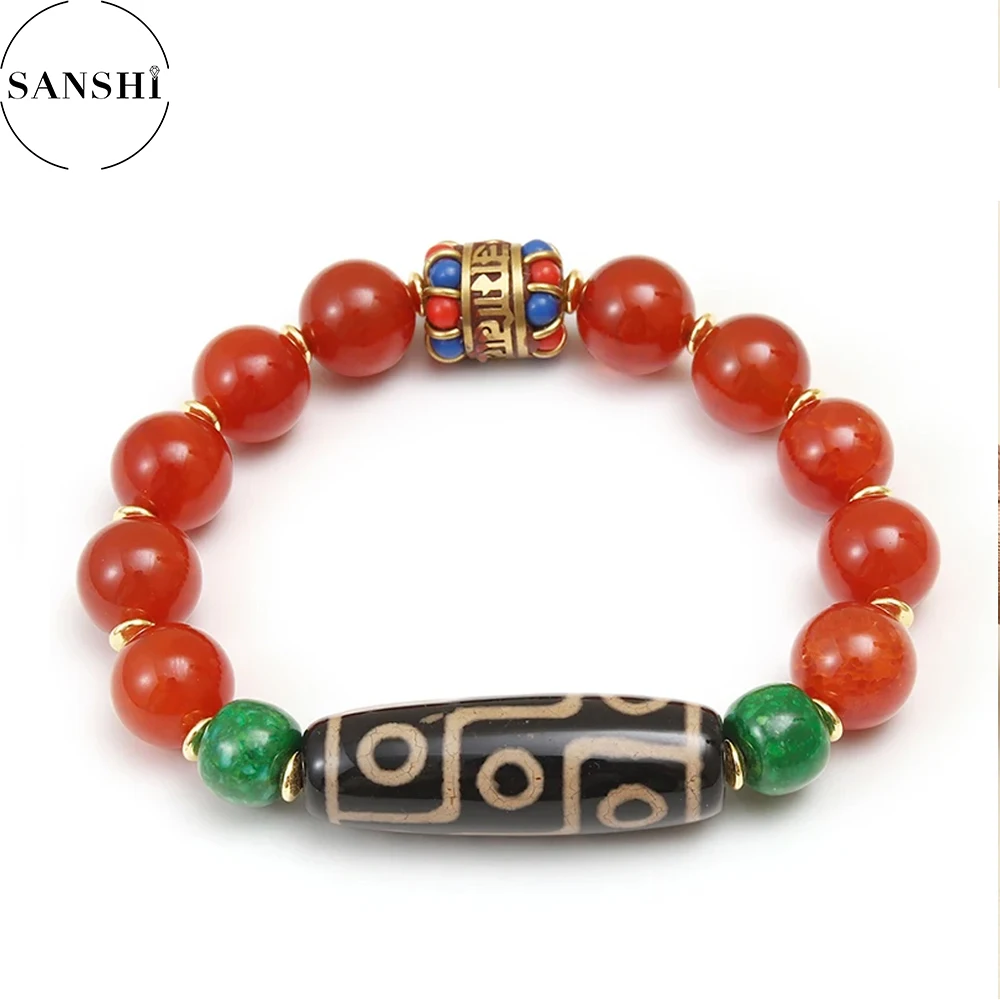 Natural Stone Dzi Agate Bracelet Women Men Healing Beaded Stretch Bracelet Yoga Balance Lucky Jewelry