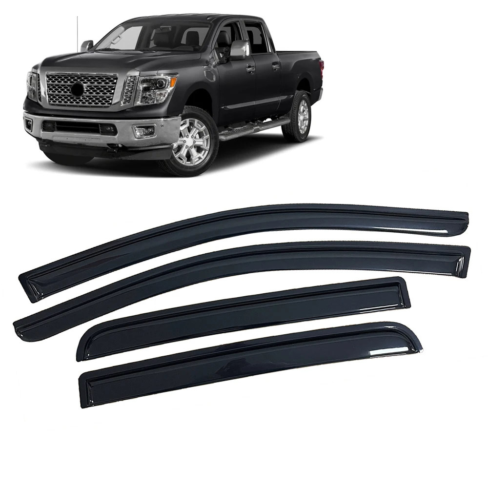 Window Visor for Nissan Titan A16 2016 2017 2018 2019 2020 2021 XD Crew CAB Weathershied Door Visor Wind Sun Rain Guards Side