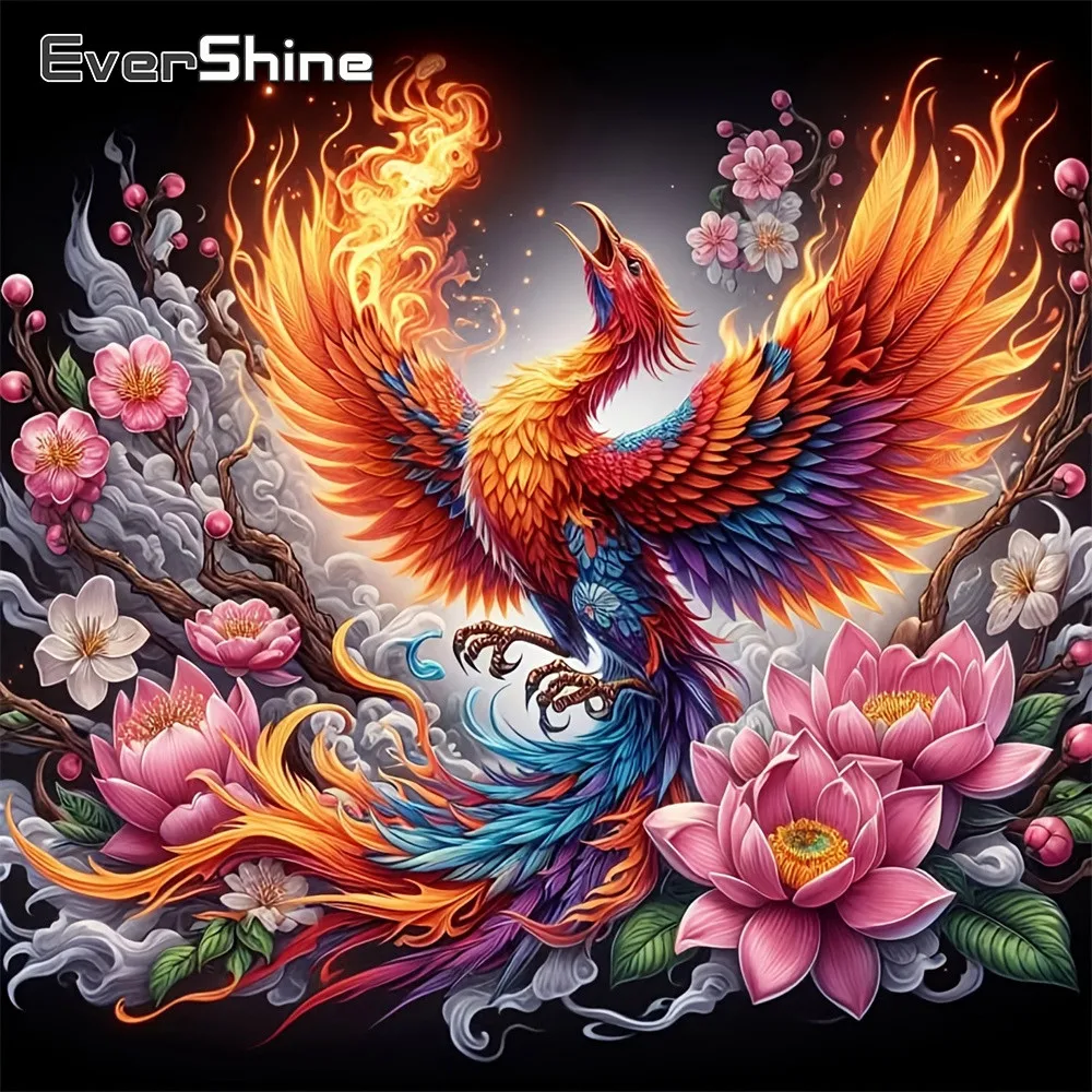 EverShine Diamant-Mosaik Phoenix Strass-Bild Stickerei Tier DIY Vollquadrat-Bohrer Malerei Blume Heimdekoration