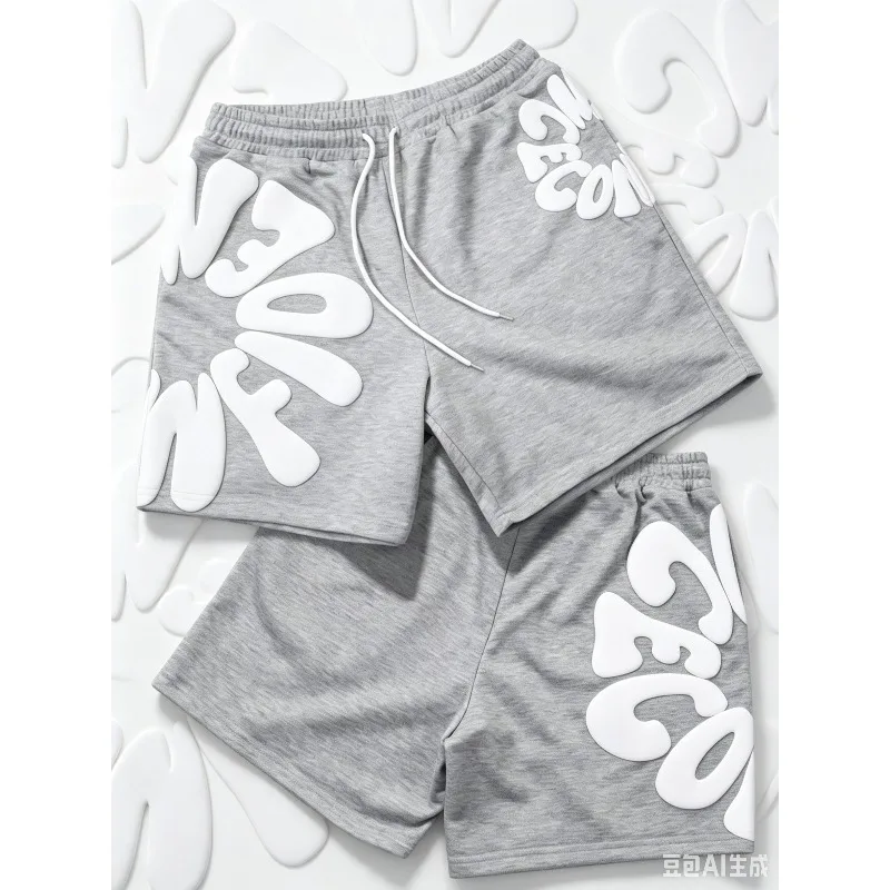

2026 Summer High-Street Style Quick Drying American Street Style Letter Printed Casual Men's Breathable Unisex Overside Shorts