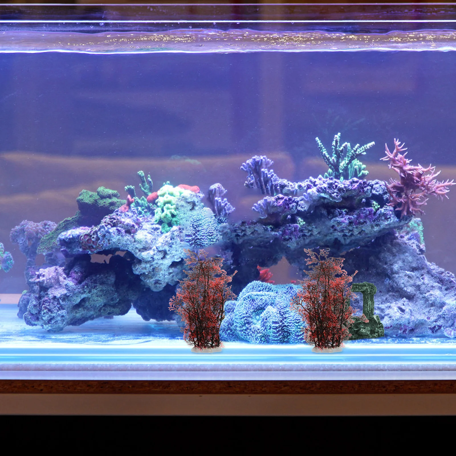 

2Pcs Artificial Aquatic Plants Fish Tank Plastic Simulation Seaweed Aquarium Decor Non-Fading Safe Shelter for Fish