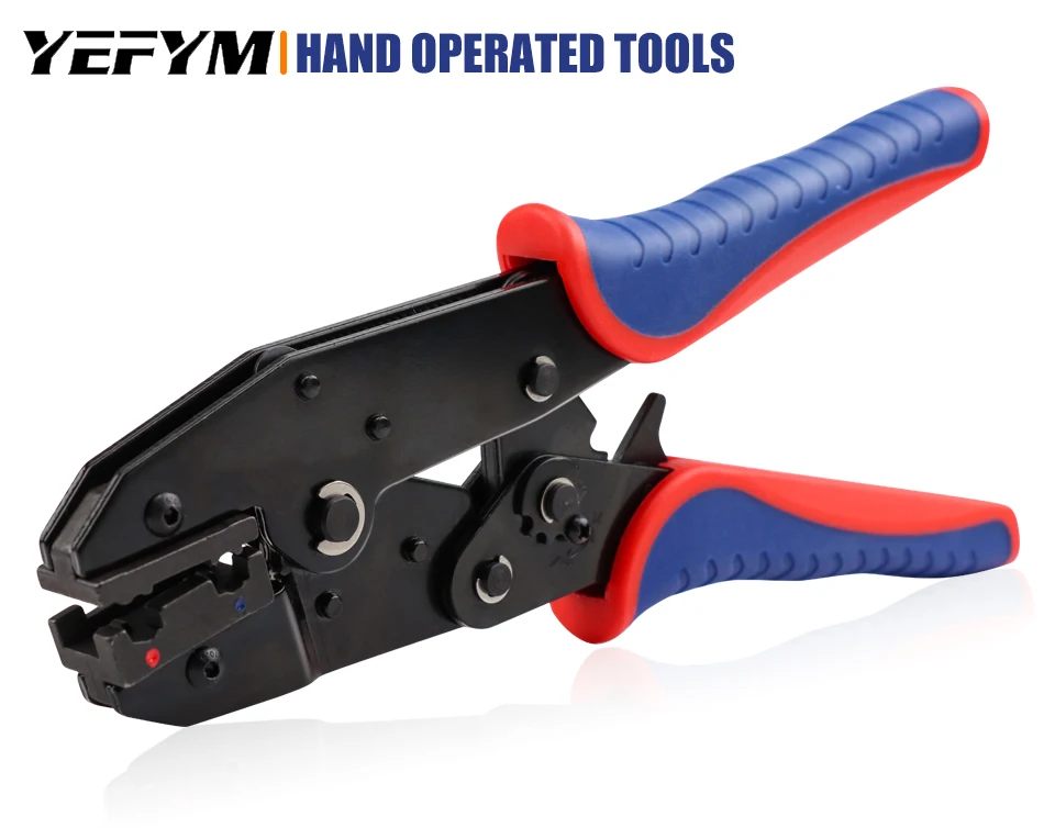Flaggenklemmen FLDNY1.25/2 Crimpzange YF-07FL für 18–13 AWG (1–2,5 mm2) Drahtcrimpen, rechtwinkliger vorisolierter Flachstecker – Detail 1
