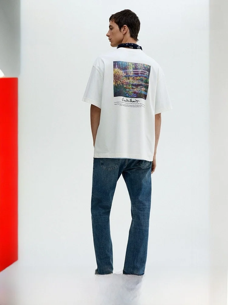 

Мужская хлопковая футболка на весну, повседневная, с круглым вырезом, свободного кроя, с принтом, удобная, дышащая, в уличном стиле