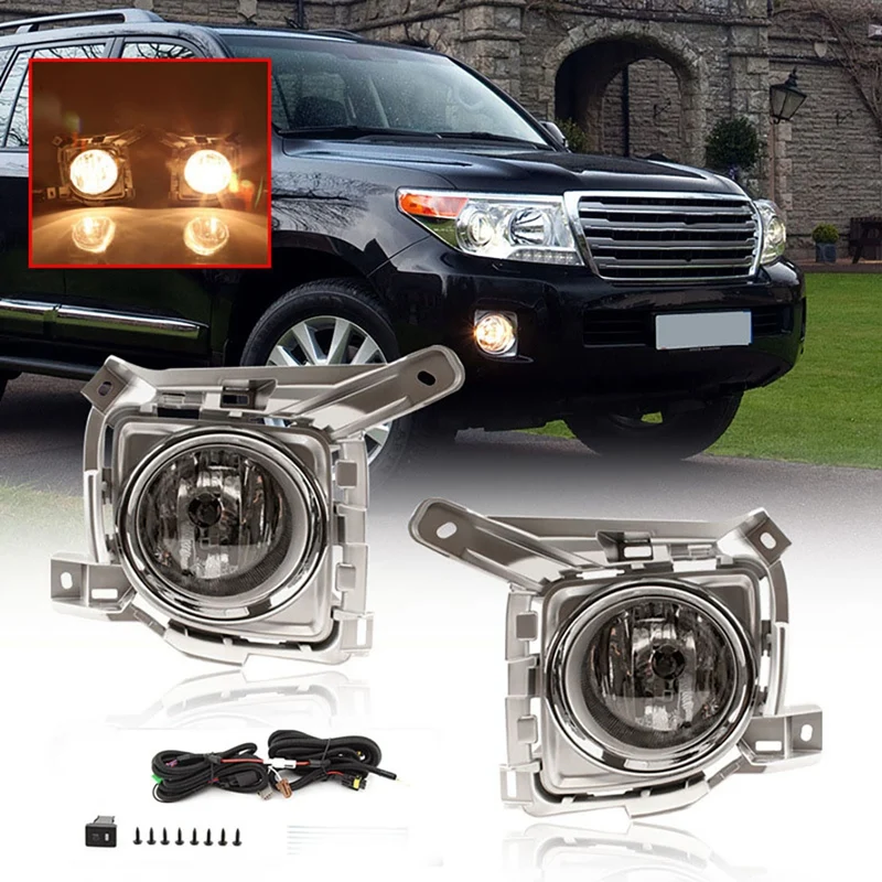 

LED Fog Light Lamp DRL Daytime Running Light With Wiring Harness Switch For Toyota Land Cruiser FJ200 LC200 2012-2015